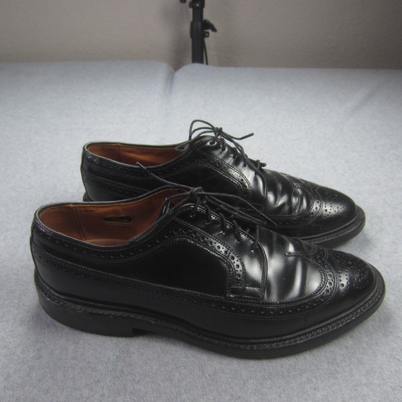 Allen Edmonds MacNeil Shoes 9D Black Leather Longwing Blucher Wingtip Dress 9107